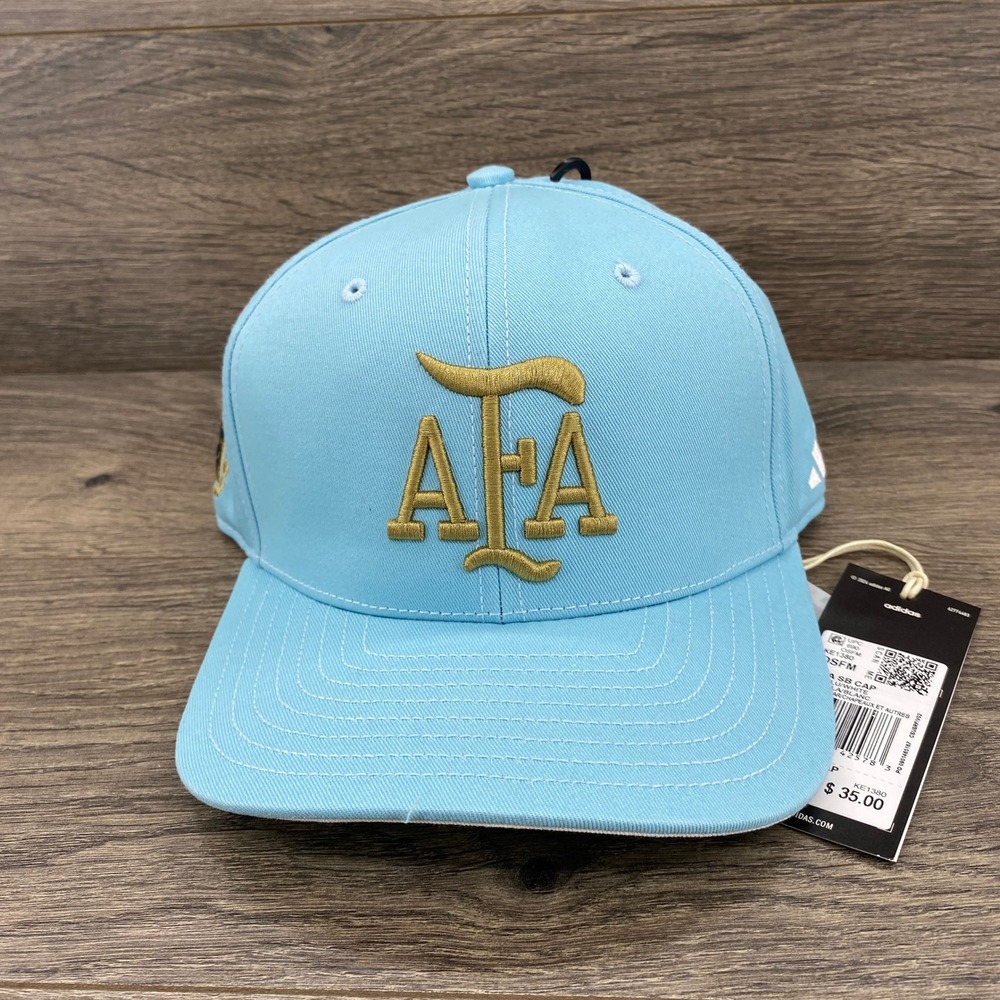 Adidas Argentina AFA Snapback Hat Unisex OSFM Ice Blue Gold Embroidered Cap